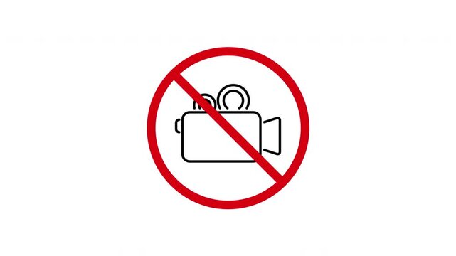 Camera Prohibition Animated Icon With Alpha Channel. No Video Recording, Privacy Protection, And Security Enforcement Motion Graphic. Surveillance Restriction. On Transparent Background.