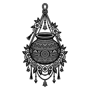 Janmashtami dahi handi decorative hanging vector illustration