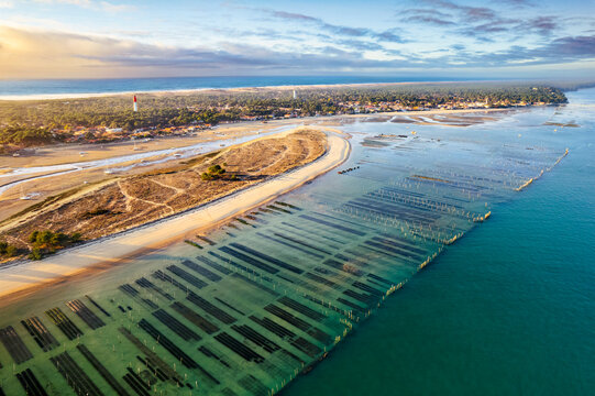 La fl&egrave;che du Mimbeau et les parcs &agrave; hu&icirc;tres du Cap-Ferret