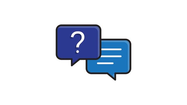 Prompt animated. message. Q and A prompt for gathering information. Intelligence, learning, future. Flat design style.