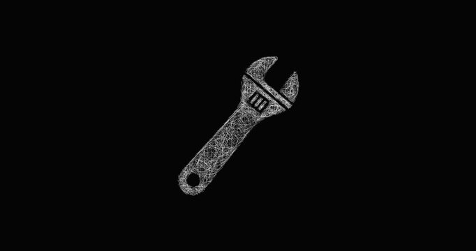 Sketch adjustable wrench icon animation - smooth progressive reveal