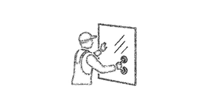 Sketch glazier icon animation - smooth progressive reveal