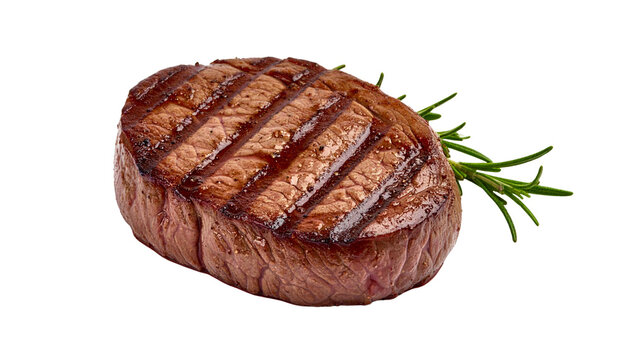 A perfectly grilled steak, isolated on transparent background