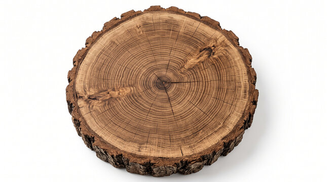 Aerial View of a Single Wood Tree Log Isolated on a White Background Showcasing Natural Texture and Color Variati