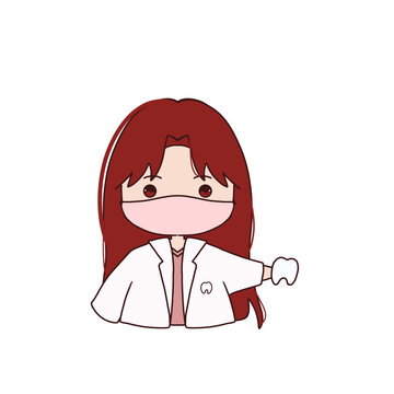 Cute Illustration PNG Transparent of Little Dentist - Red