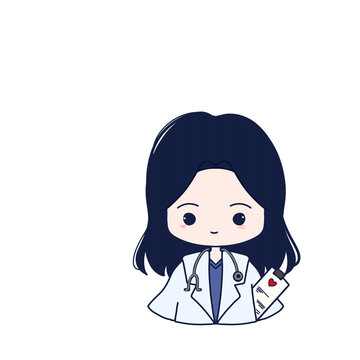 Cute PNG Transparent Chibi Illustration Little Doctor - Dark Blue/ Navy