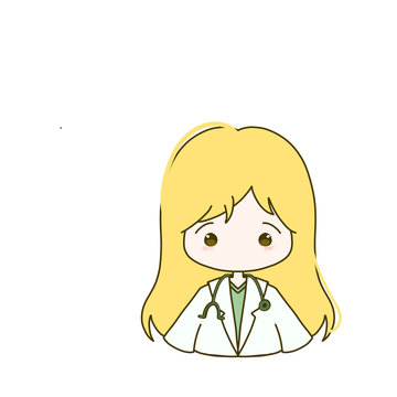 PNG Transparent Chibi Illustration of Cute Girl as a Doctor - Yellow