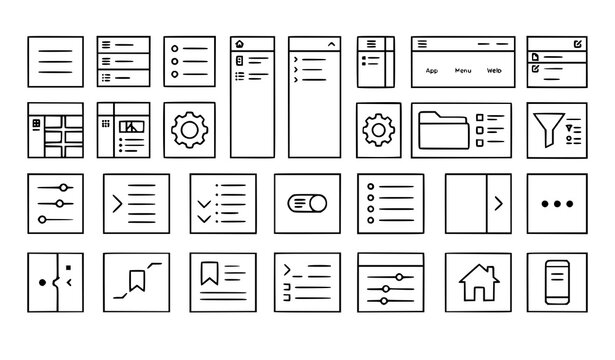 Hamburger Menu Button Navigation UI Outline Icon Set