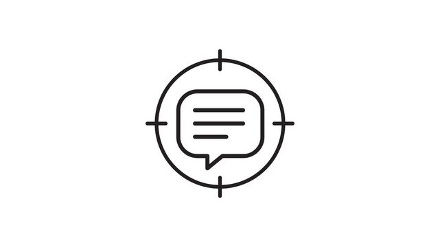 Prompt animated. target. Specific prompt featuring a chat bubble and a target. intelligence, learning, future. outline design style.