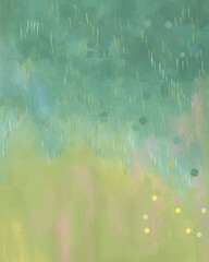 Fototapeta premium Gentle Clover Grass Field Vector Illustration Hand Drawn Painterly Soft Green Meadow Background
