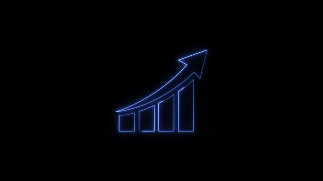 Neon Growth Chart with Upward Arrow Animation and Color Changing Glow Effect