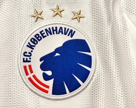 Photo of the embroidered emblem of Football Club Copenhagen. FC K&oslash;benhavn is a Danish professional football club based in &Oslash;sterbro, Copenhagen.