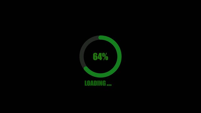 Green loading animation, circle loading icon, circular loading mark on black background
