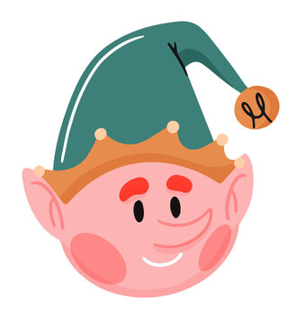 Little Elf Graphic Print and Christmas Helper Mascot Face Cutout PNG