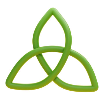 Green triquetra celtic knot symbol of trinity and eternity 3d render