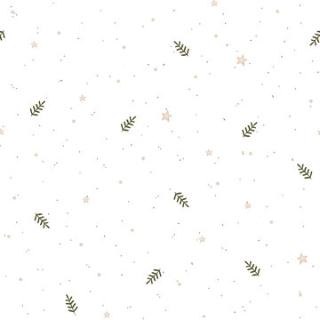 Minimal tiny botanical pattern with delicate leaves and small natural motifs on a clean white background. It is suitable for stationery, fabric, nursery decor, wrapping paper, seasonal design.