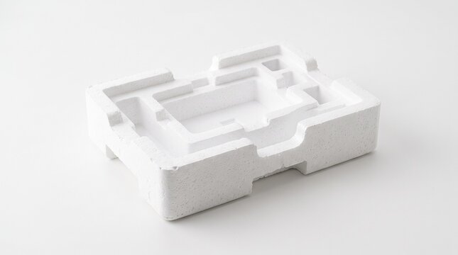 White Plastic foam Box Isolated on White Background for Packaging, Presenting, Retail, Shopping, Storage and Gift Giving Concepts