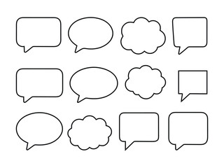 Fototapeta premium Speech bubble vector collection with different outline shapes and sizes on white background concept