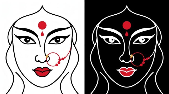 Goddess Durga Icon face, maa Durga Icon, lord of Durga, devi Durga face Icon, face icon of devi Durga and Navaratri,