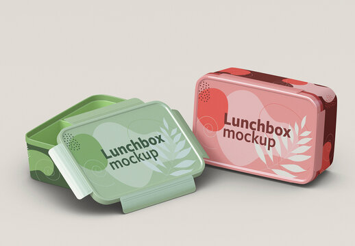 Reusable Food Storage Lunch Box Set Mockup