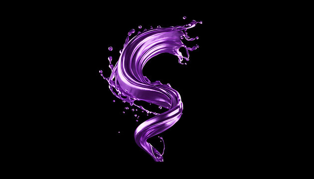 Purple liquid splash swirling in a dynamic spiral shape