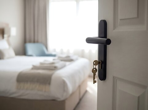 Black house keys hanging on white door handle indoors black keys interior