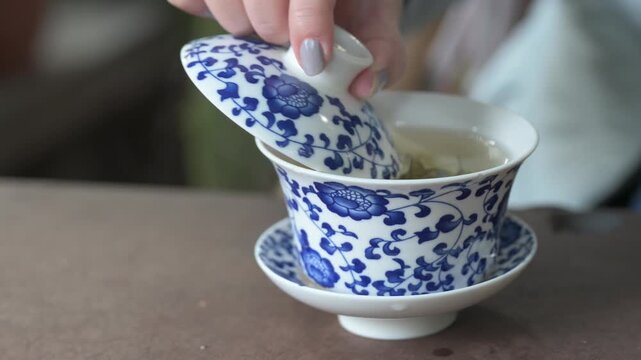Traditional Blue and White Porcelain Tea Cup in Chengdu