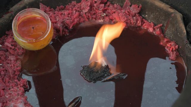 Sacred Incense Burning in a Chengdu Buddhist Temple
