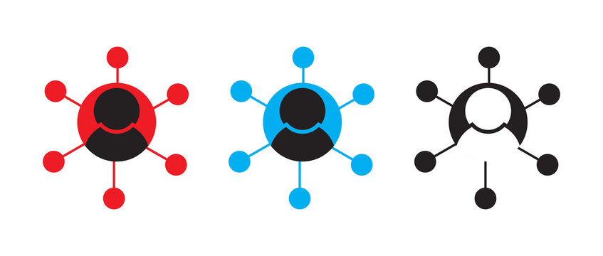 Central Network Of Connected User Icons Representing Social Network, Team Collaboration And Targeted Communication