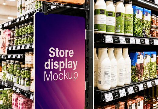 Supermarket Hanging Sign Mockup