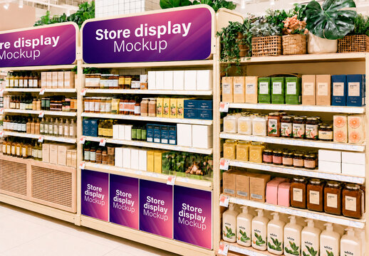Supermarket Point of Sale Display Panels Mockup