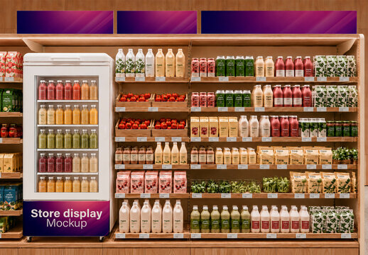 Supermarket Refrigerator Advertising Mockup