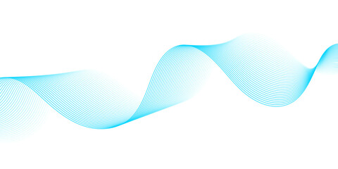 Fototapeta premium Modern abstract wave line design in light blue and cyan tones, showcasing flowing curves and smooth digital motion patterns on transparent for clean minimalist tech design use.