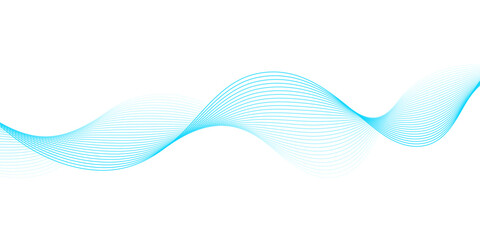 Fototapeta premium Modern abstract wave line design in light blue and cyan tones, showcasing flowing curves and smooth digital motion patterns on transparent for clean minimalist tech design use.