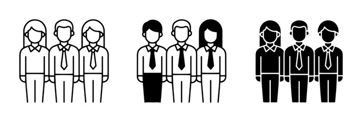 Obraz premium Business Team Icons, Diverse Group Silhouettes, Professional People Set