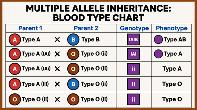 Multiple Allele Inheritance Illustrated Through Blood Type Chart
