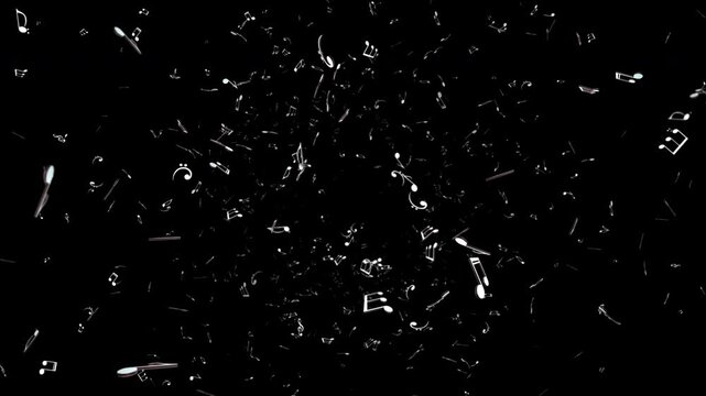 Falling Musical Notes Animation Background, on Alpha Channel, Loop
