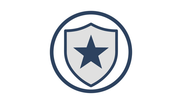 Nautical or security badge icon depicting a dark blue star inside a shield, enclosed within a circular border.