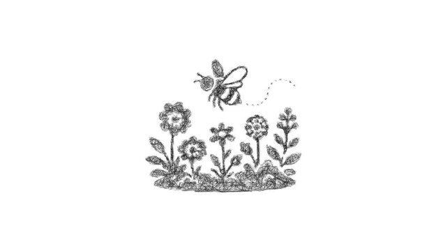 Sketch bee garden icon animation - smooth progressive reveal