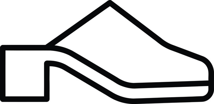Minimalist outline icon of a high heeled clog shoe footwear with footwear clothing accessory minimalist