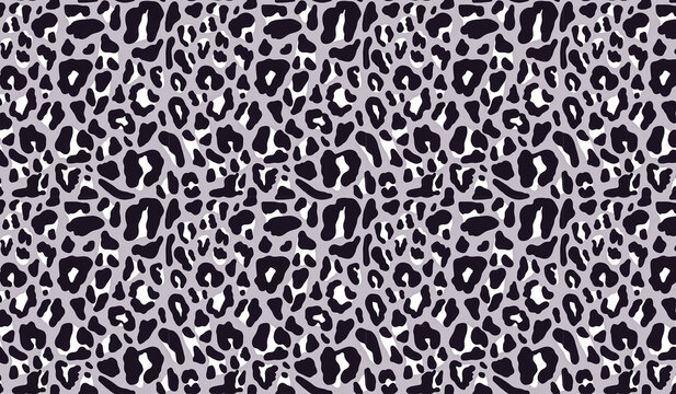 Leopard print pattern with irregular spots on a lilac background