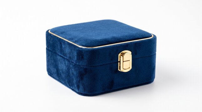 Blue Plastic Jewelry Box with Coin Isolated on White Background for Treasure, Storage, Collectibles and Decorative Container Concepts