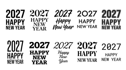 Obraz premium Happy new year 2027 typographic vintage brush stamps set