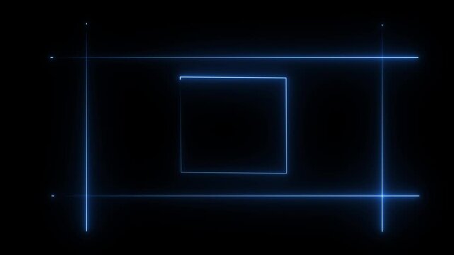 Rectangular Flame Border Animation with Gradual Fire Glow and Luminous Line Frame on Transparent Background