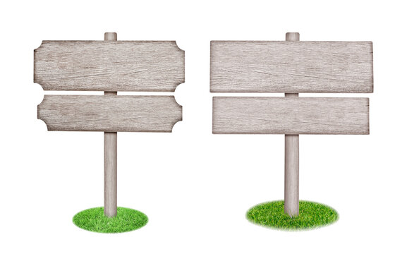 Wooden sign isolated on white.