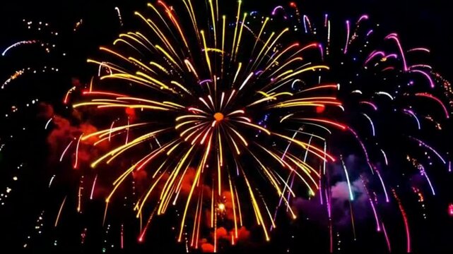 Looping Multicolored Isolated Fireworks