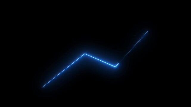 Business Growth Chart Icon Animation with Zigzag Upward Arrow, Financial Success and Data Analytics Symbol on Transparent Background
