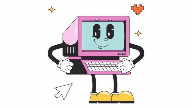 Playful Old Computer Retro Animation Alpha Channel