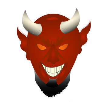 T&ecirc;te de diable rouge avec cornes blanches