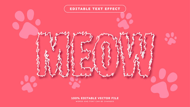Editable scribble text effect Kids typography graphic style on pink background